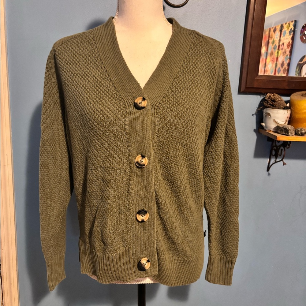 Gap, Olive Green, Button Down, Cardigan Sweater